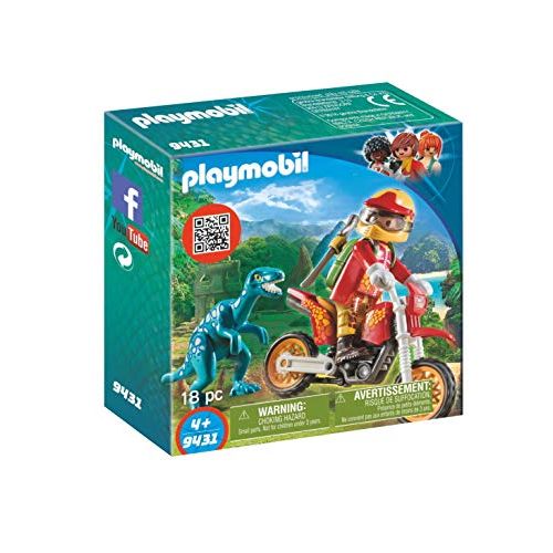 플레이모빌 PLAYMOBIL Motocross Bike with Raptor Building Set