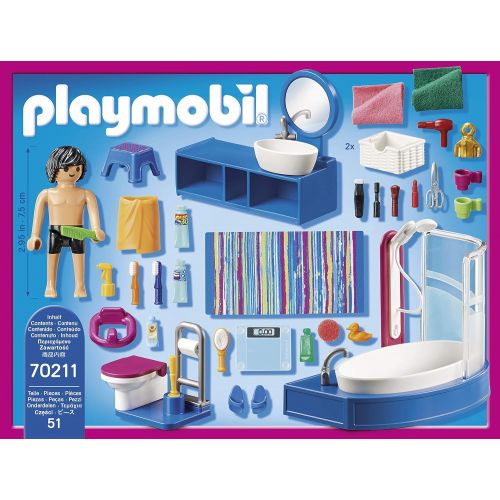 플레이모빌 PLAYMOBIL Bathroom with Tub Furniture Pack, Colourful, One Size