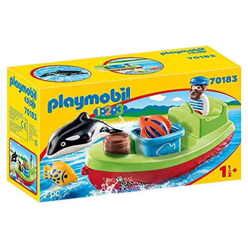 플레이모빌 PLAYMOBIL 70183 1.2.3 Fisherman with Boat for Children 18 Months+