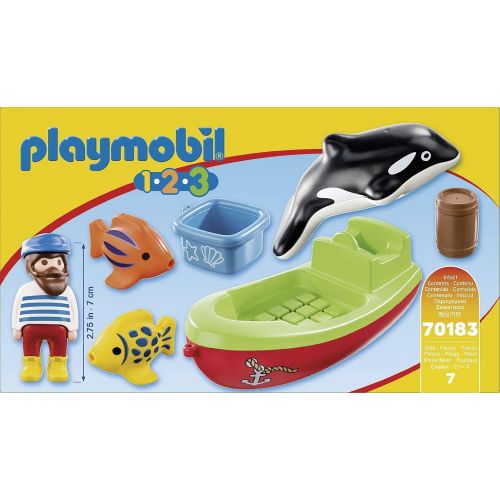 플레이모빌 PLAYMOBIL 70183 1.2.3 Fisherman with Boat for Children 18 Months+