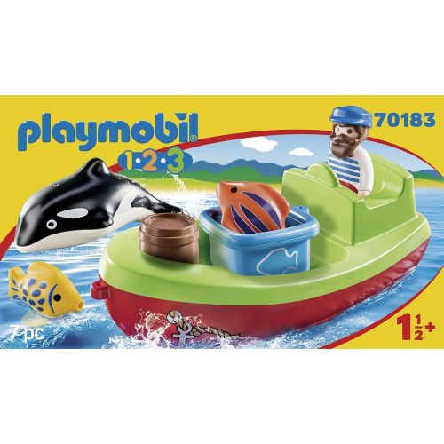 플레이모빌 PLAYMOBIL 70183 1.2.3 Fisherman with Boat for Children 18 Months+