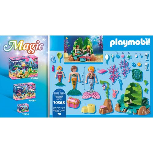 플레이모빌 Playmobil 70368 Magic Korallen-Lounge der Meerjungfrauen Game Set, with Light Effect and collectable Beads