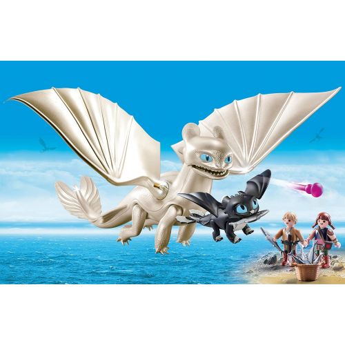 플레이모빌 PLAYMOBIL How to Train Your Dragon III Light Fury with Baby Dragon & Children