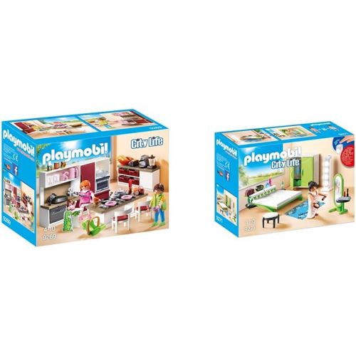 플레이모빌 Playmobil 9269 - Grosse Familienkueche & 9271 - Schlafzimmer