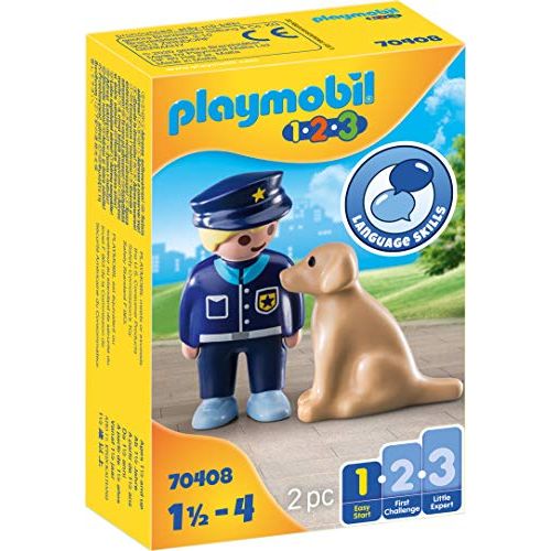 플레이모빌 Playmobil Police Officer with Dog 70408 1.2.3 for Young Kids