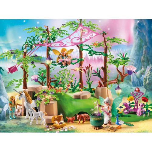 플레이모빌 PLAYMOBIL Magical Fairy Forest Playset, Multicolor