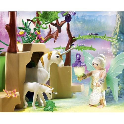 플레이모빌 PLAYMOBIL Magical Fairy Forest Playset, Multicolor