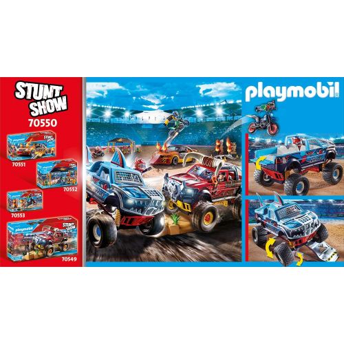플레이모빌 Playmobil Stunt Show Shark Monster Truck Multicolor, 51.5 x 28.4 x 12.4 cm ,count of 2