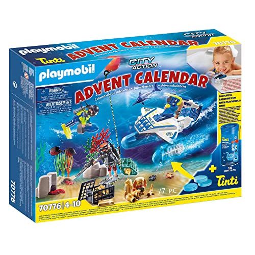플레이모빌 PLAYMOBIL Advent Calendar 70776 Bathtime Fun Police Diving Mission, for Ages 4+