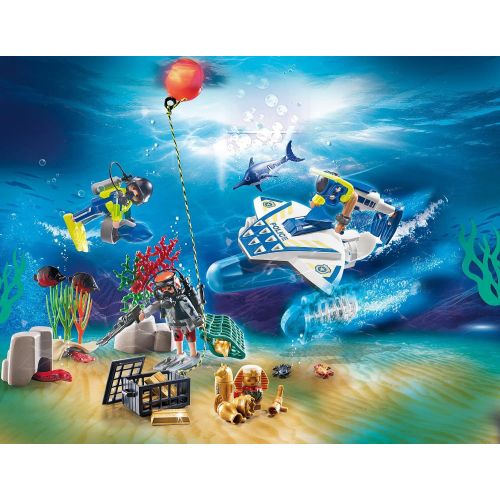 플레이모빌 PLAYMOBIL Advent Calendar 70776 Bathtime Fun Police Diving Mission, for Ages 4+