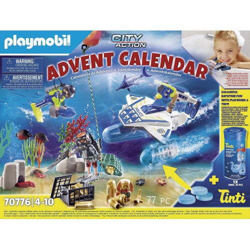 플레이모빌 PLAYMOBIL Advent Calendar 70776 Bathtime Fun Police Diving Mission, for Ages 4+