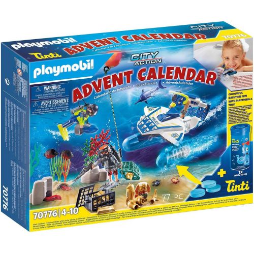 플레이모빌 PLAYMOBIL Advent Calendar 70776 Bathtime Fun Police Diving Mission, for Ages 4+