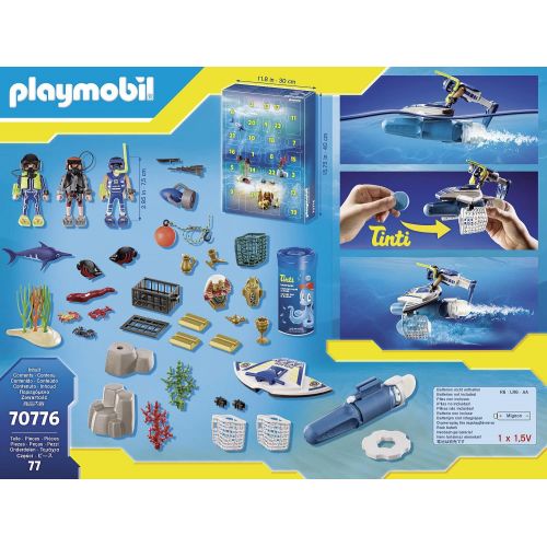 플레이모빌 PLAYMOBIL Advent Calendar 70776 Bathtime Fun Police Diving Mission, for Ages 4+