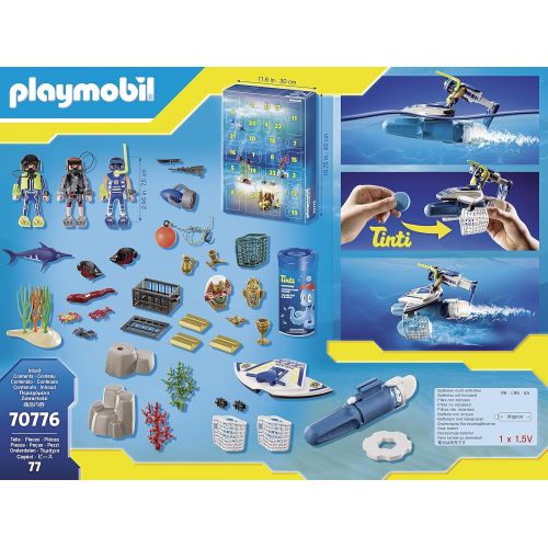 플레이모빌 PLAYMOBIL Advent Calendar 70776 Bathtime Fun Police Diving Mission, for Ages 4+