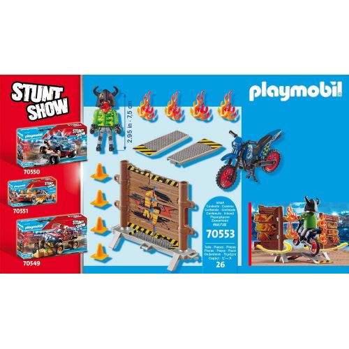 플레이모빌 Playmobil Stunt Show Motocross with Fiery Wall, Multicolor (24.8 x 14.2 x 7 cm)