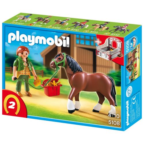 플레이모빌 PLAYMOBIL Shire Horse with Groomer and Stable