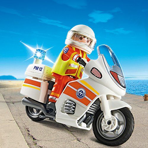 플레이모빌 PLAYMOBIL Emergency Motorcycle with Light Building Kit