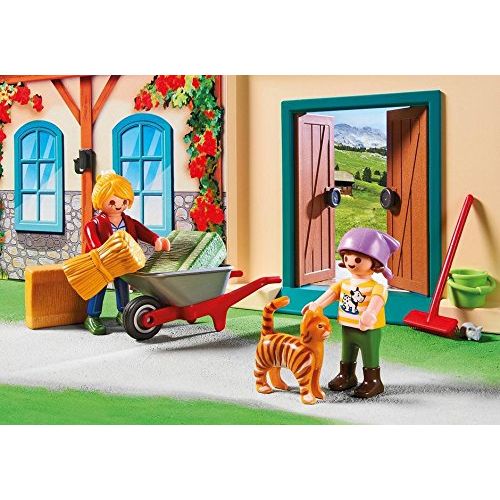 플레이모빌 PLAYMOBIL Playmobil 4897 Country Take Along Farm with Carry Handle and Fold-Out Stables - Multicolor