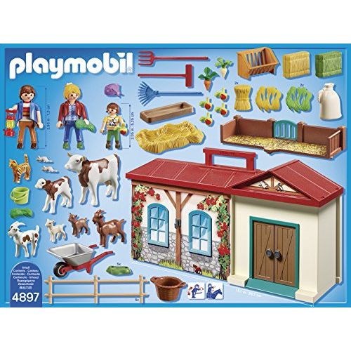 플레이모빌 PLAYMOBIL Playmobil 4897 Country Take Along Farm with Carry Handle and Fold-Out Stables - Multicolor