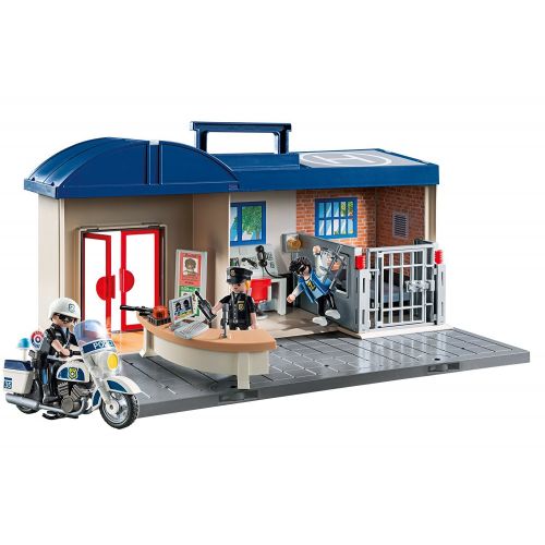 플레이모빌 PLAYMOBIL Playmobil City Action Playset Bundle with Take Along Fire Station Playset and Take Along Police Station Playset