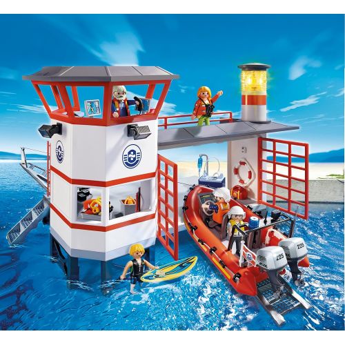 플레이모빌 PLAYMOBIL Coast Guard Station with Lighthouse Play Set (Discontinued by manufacturer)