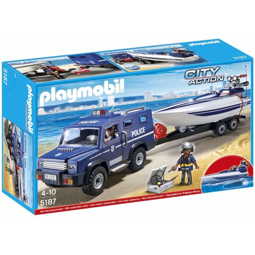 플레이모빌 PLAYMOBIL Police Truck with Speedboat