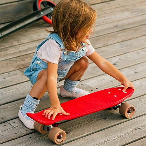  PLAYSHION Mini Cruiser T-Tool 22 Zoll Retro Skateboard fuer Kinder und Erwachsene mit High Speed ABEC 9 Kugellagern