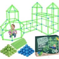 PLAYVIBE 130 PCS Glow in The Dark Kids Fort Building Kit - Air Fort for Kids Toys - Crazy Fort Builder - Make a Fort Building Kit - Blanket Fort Kits for Kids Indoor/Outdoor