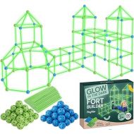 PLAYVIBE 130 PCS Glow in The Dark Kids Fort Building Kit - Fort Builder | Fort Kit | Crazy Kids Fort Building Set | Build A Fort | Air Fort | Indoor/Outdoor Kids Toys