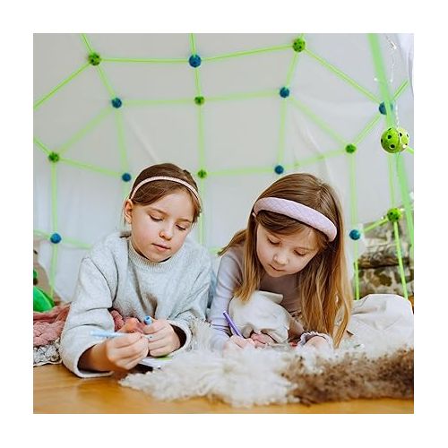  PLAYVIBE 130 PCS Glow in The Dark Kids Fort Building Kit - Air Fort for Kids Toys - Crazy Fort Builder - Make a Fort Building Kit - Blanket Fort Kits for Kids Indoor/Outdoor