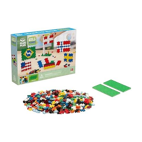  PLUS PLUS - Learn to Build - Flags of The World - 500 Pieces, Construction Building Stem/Steam Toy, Interlocking Mini Puzzle Blocks for Kids