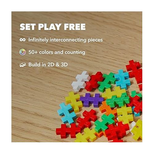  PLUS PLUS - Travel Case w/ 100 Pieces, 1 White Baseplate - Construction Building Stem/Steam Toy, Mini Puzzle Blocks for Kids