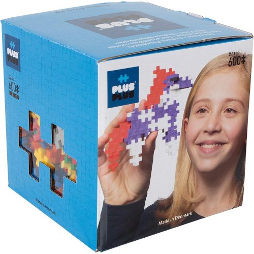  PLUS PLUS - Open Play Set - 600 Piece - Basic Color Mix, Construction Building Stem Toy, Interlocking Mini Puzzle Blocks for Kids
