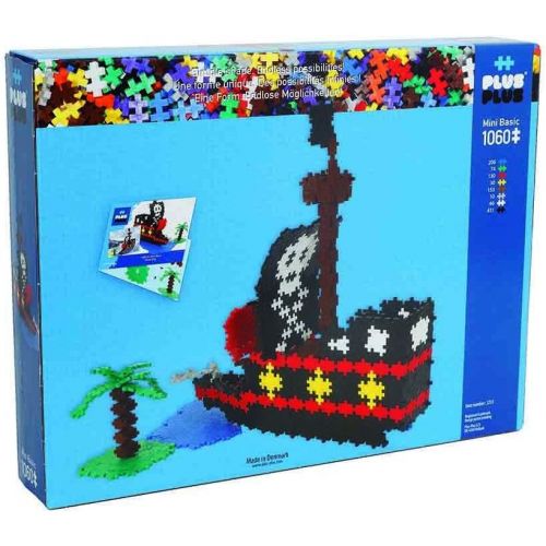  PLUS PLUS - Instructed Play Set - 1060 Piece Pirate Ship - Construction Building Stem Toy, Interlocking Mini Puzzle Blocks for Kids