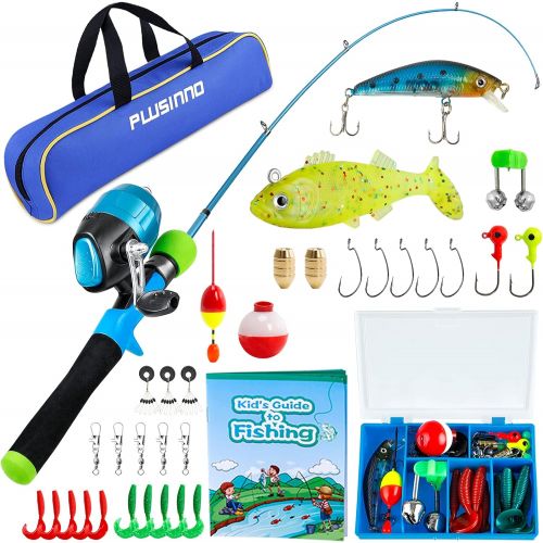  PLUSINNO Kids Fishing Pole - Toddler Fishing Pole Starter Kit - Kids Fishing Gear for Boys, Girls and Youth