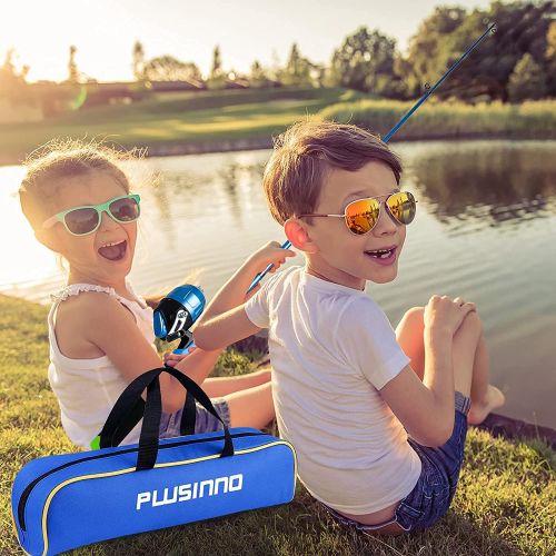  PLUSINNO Kids Fishing Pole - Toddler Fishing Pole Starter Kit - Kids Fishing Gear for Boys, Girls and Youth