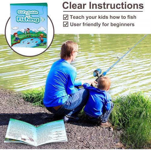  PLUSINNO Kids Fishing Pole - Toddler Fishing Pole Starter Kit - Kids Fishing Gear for Boys, Girls and Youth