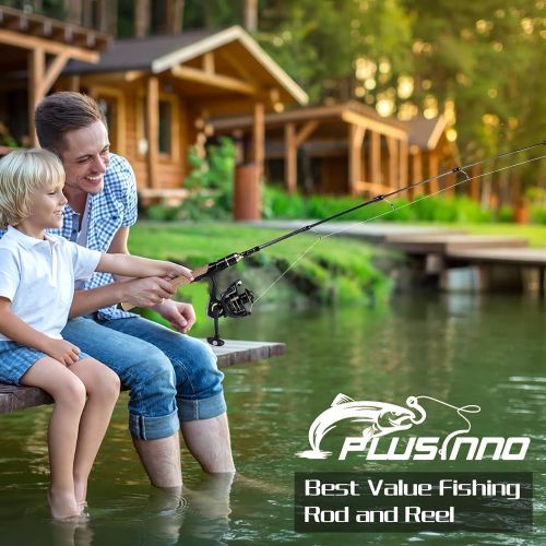  PLUSINNO Fishing Rod and Reel Combo, Telescopic Ultra-Light and Sensitive Fishing Pole with Spinning Reel for Trout, Crappie, Bluegill, Panfish, and Other Small and Medium Size Fis