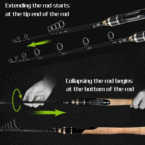  PLUSINNO Fishing Rod and Reel Combo, Telescopic Ultra-Light and Sensitive Fishing Pole with Spinning Reel for Trout, Crappie, Bluegill, Panfish, and Other Small and Medium Size Fis