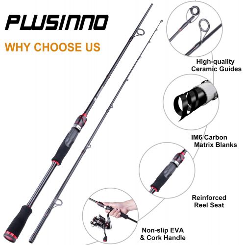  PLUSINNO Red Eagle Spinning Fishing Rod and Reel Combos, 7FT Fishing Rod, IM 6 Graphite Spinning Rod, Stainless Steel Guides with SiC Inserts