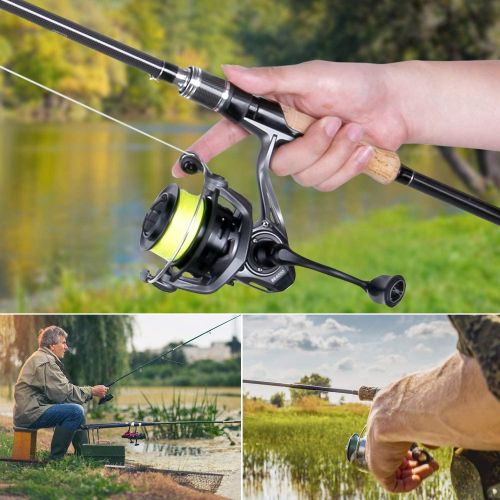  PLUSINNO Fishing Reel, 5.7:1 High Speed Spinning Reel,9 +1BB,Premium Drag System with17-22 LB Max Drag,Ultra Smooth Powerful, Lightweight Graphite Frame, CNC Aluminum Spool for Sal