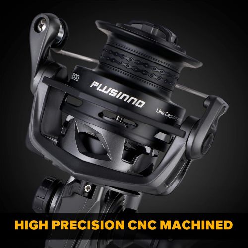  PLUSINNO Fishing Reel, 5.7:1 High Speed Spinning Reel,9 +1BB,Premium Drag System with17-22 LB Max Drag,Ultra Smooth Powerful, Lightweight Graphite Frame, CNC Aluminum Spool for Sal