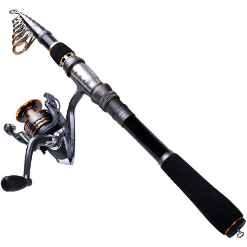  PLUSINNO Telescopic Fishing Rod and Reel Combos Full Kit, Carbon Fiber Fishing Pole, 12 +1 Shielded Bearings Stainless Steel BB Spinning Reel