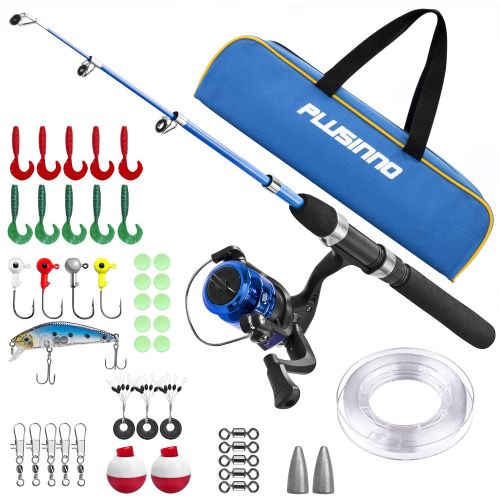  PLUSINNO Kids Fishing Pole,Light and Portable Telescopic Fishing Rod and Reel Combos for Youth ice Fishing
