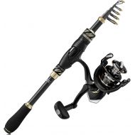 PLUSINNO Fishing Pole Fishing Rod and Reel Combos Carbon Fiber Telescopic Fishing Pole with Spinning Reels Sea Saltwater Freshwater Kit Fishing Rod Kit