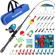 PLUSINNO Kids Fishing Pole with Spincast Reel Telescopic Fishing Rod Combo Full Kits for Boys, Girls, and Adults