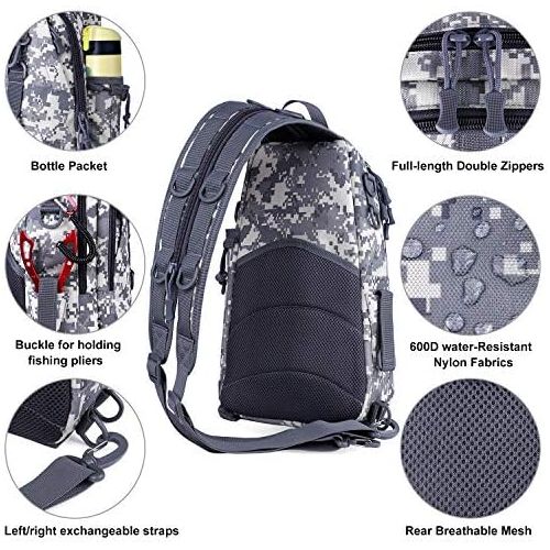  [아마존베스트]PLUSINNO Fishing Tackle Backpack Storage Bag Outdoor Shoulder Backpack Fishing Gear Water Resistant Fishing Backpack with Rod Holder