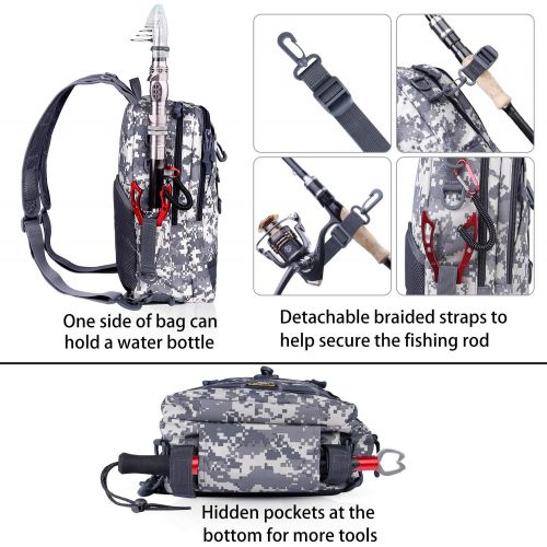  [아마존베스트]PLUSINNO Fishing Tackle Backpack Storage Bag Outdoor Shoulder Backpack Fishing Gear Water Resistant Fishing Backpack with Rod Holder