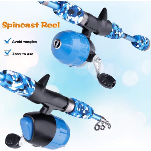  [아마존베스트]Plusinno Fishing Rod Set for Children Reel and Bait Set