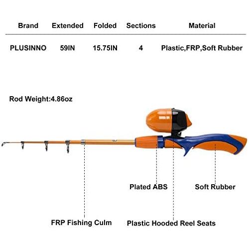  [아마존베스트]Plusinno fishing set for children, fishing set, children, fishing rod set, children with fishing reel and bait set.